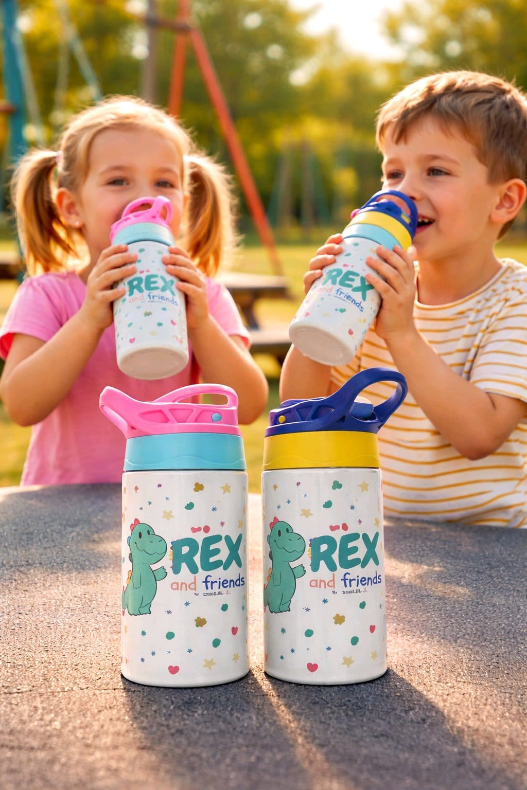 Rex and Friends™ Insulated Stainless Steel Water Bottle – 12oz