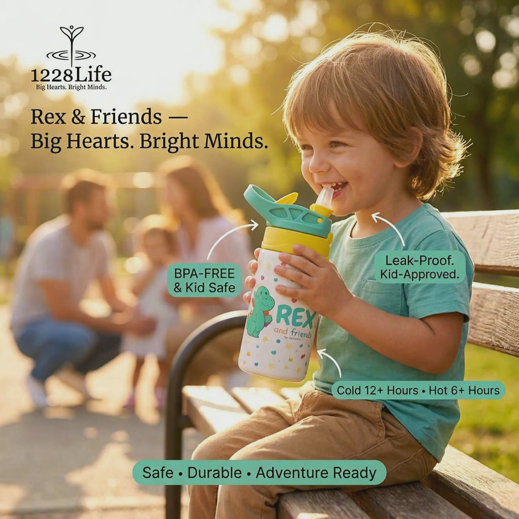 Rex and Friends™ Insulated Stainless Steel Water Bottle – 12oz